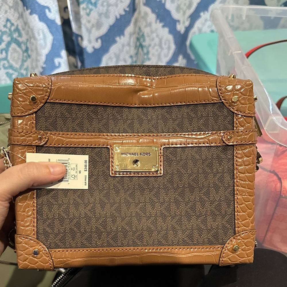 Michael Kors Brown and Tan Boxy Handbag